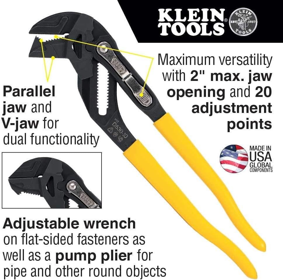Klein Tools 10-Inch Plier Wrench and 6-Piece Hollow Magnetic Ratcheting Impact Nut Driver Set