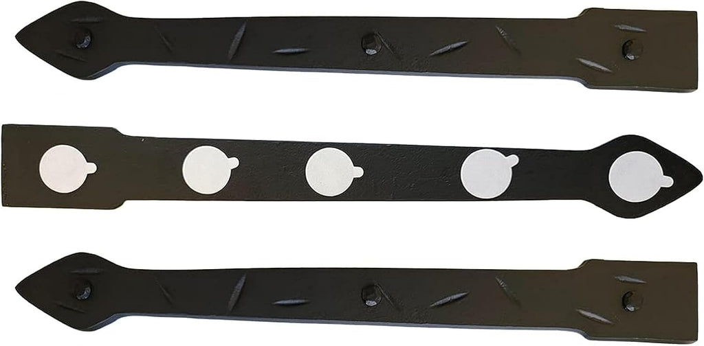 The Rustic Express - Self Adhesive 3 Iron Straps 18' & 20 Round Clavos 1-3/2' - Decorative Hinges & Clavos for Farm, Fiberglass, Metal, Wooden Gate Hinge and Garage Door Hardware - Black