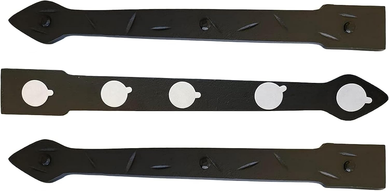 The Rustic Express - Self Adhesive 3 Iron Straps 18' & 20 Round Clavos 1-3/2' - Decorative Hinges & Clavos for Farm, Fiberglass, Metal, Wooden Gate Hinge and Garage Door Hardware - Black
