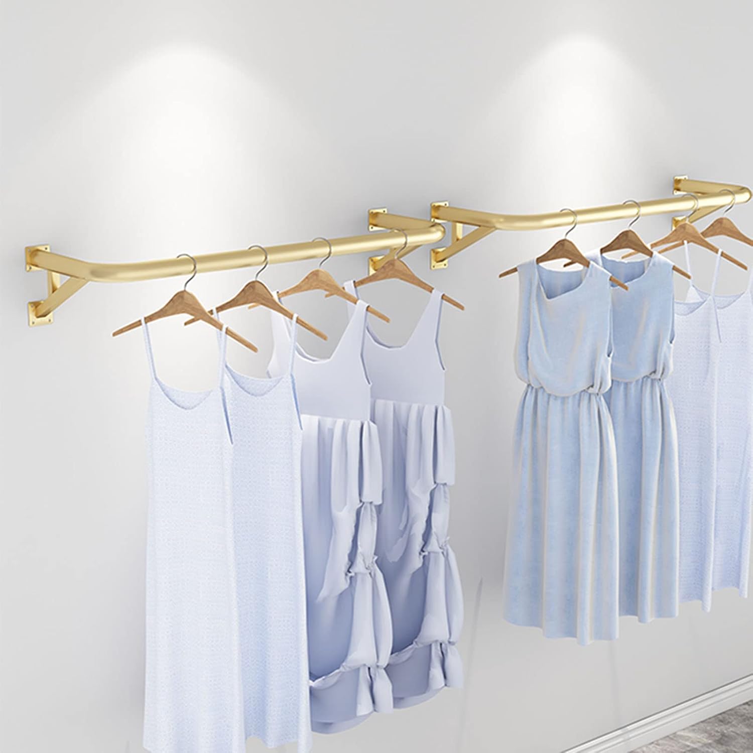 Industrial Gold Pipe Clothing Rack,Boutique Retail Store Wall Ceiling Mounted Clothes Garment Rack,Closet Storage Clothes Hanging Bar,Clothing Display Rack (80cm