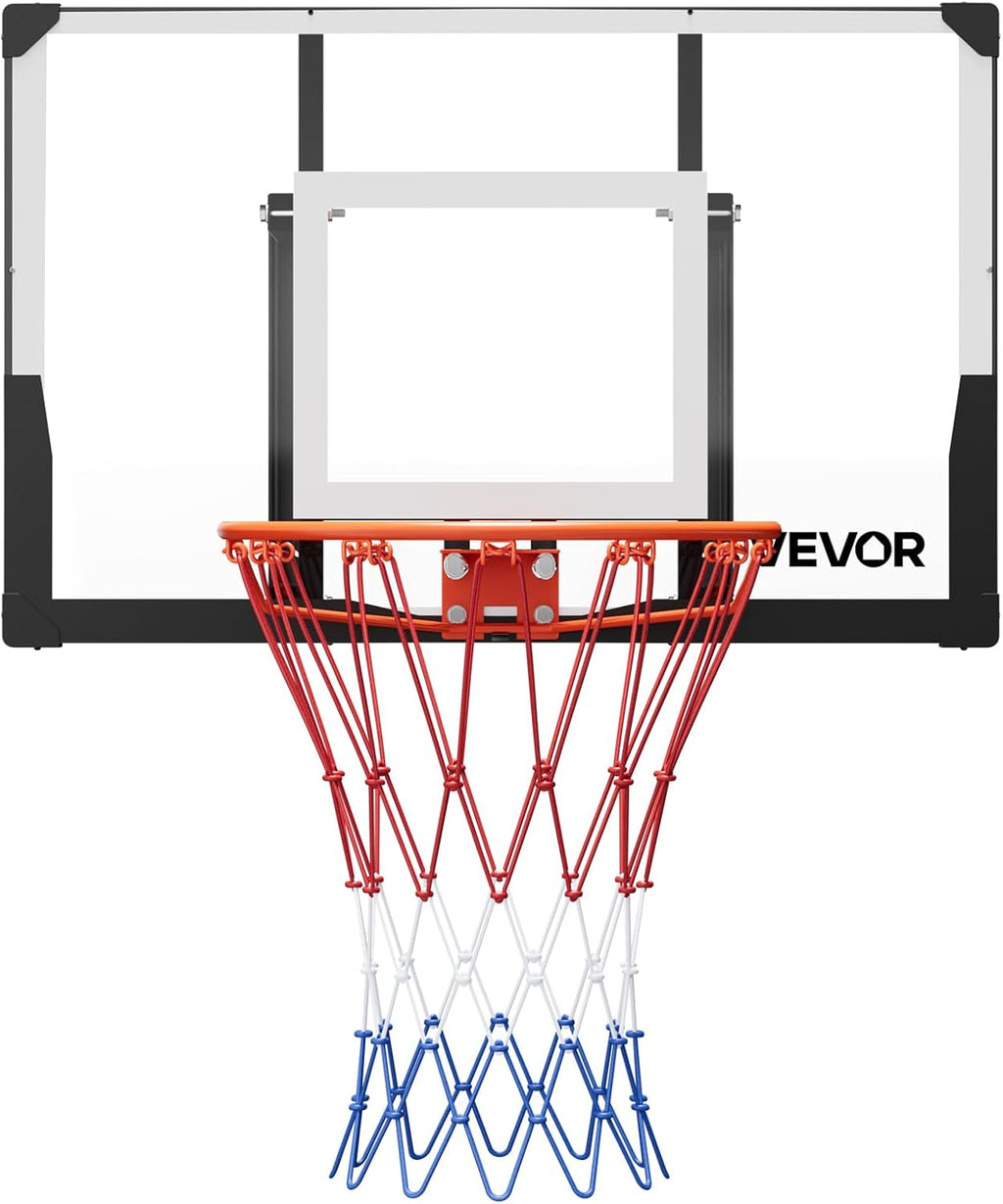VEVOR Basketball Hoop, 44 54 Inchs PC Backboard Wall Mounted, Basketball Portable Hoop & Goal, Indoor & Outdoor with Hand-Crank Adjustment, Classic Basketball Court, Teens, Adults, Schools, Parks
