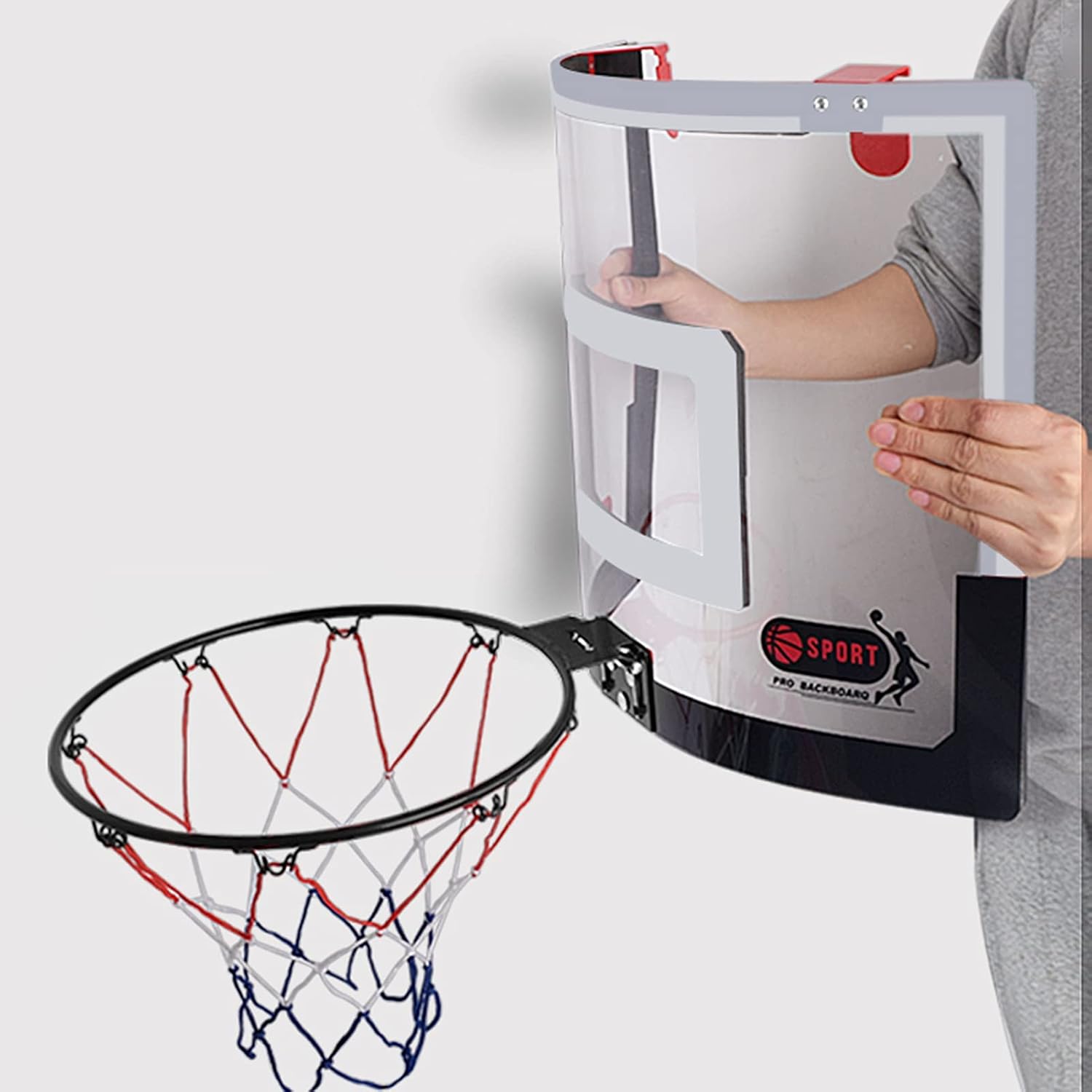 Basketball Hoop Portable Mini Basketball Hoop, Wall-Mounted Basketball Hoop for Children and Adults, Can Dunk, for Home Office Bedroom (Size : 58.5x40cm)