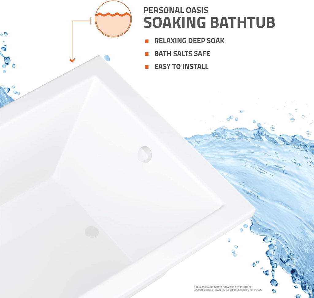 ANZZI 62' x 82' Soaker Corner Drop-In Bathtub - White - Rana AZ6060SS