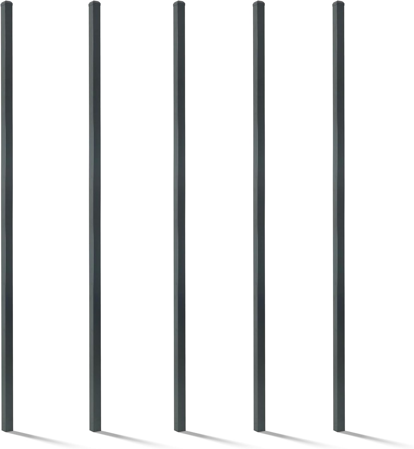 Fencer Wire Pack of 5 Heavy Duty 8FT Outdoor Steel Fencing Border Post, 16 Gauge Anti-rust Metal Fence Post, 2' Diameter Decorative Garden Fence Post, Black, FPSPS16-B8X5 FW