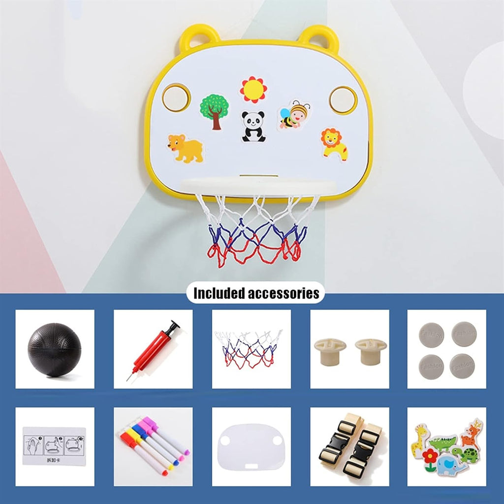 Basketball Rim Indoor Mini Basketball Hoop Can Draw Pictures, Portable Non-Perforated Basketball Hoop Can Be Folded for Storage (Color : Yellow, Size : Style2)