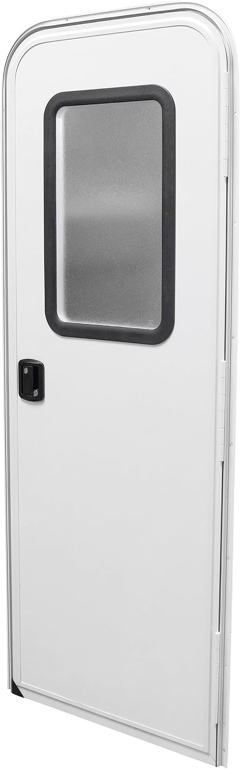 RV Entry Door 30' x 72' Face Mount Foam Core Passenger Side Door with Radius Corners on Top and Square Bottom with Screen Door (30 (W) X 72 (H) Pass Side, White)