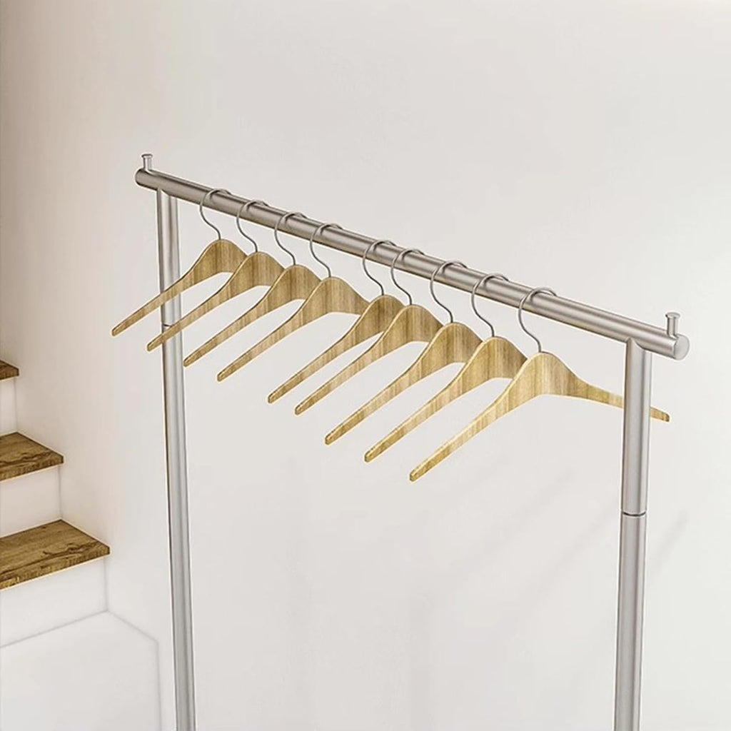 Garment Rack Heavy-Duty Clothes Rail, Stainless Steel Clothing Rack For Hanging Clothes, Modern Single Rod Clothes Rack For Retail Store, Large Capacity Coat Rack For Bedroom, Silv(Size:150X40X160CM)