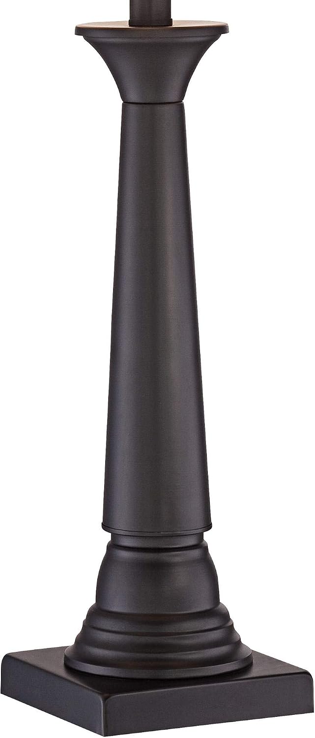360 Lighting Dolbey Rustic Farmhouse Table Lamps 28' Tall Set of 2 Deep Bronze Tapered Column Off White Drum Shade Decor for Living Room Bedroom House Bedside Nightstand Home Office Entryway