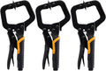 C clamp, 6' C Clamp 3PCS Metal Face Locking Plier with Flat Swivel Pads