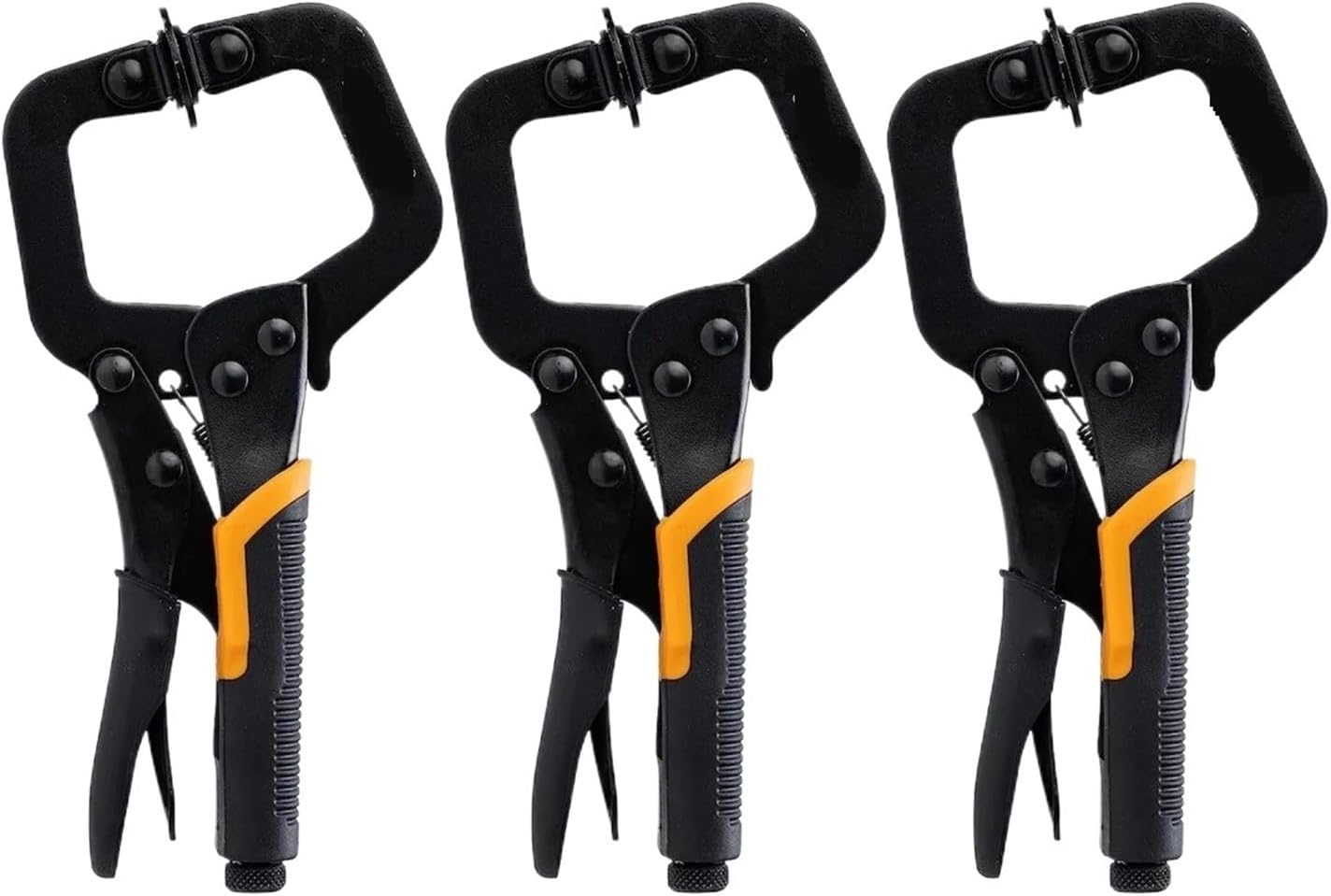 C clamp, 6' C Clamp 3PCS Metal Face Locking Plier with Flat Swivel Pads