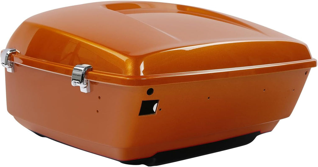 TCMT 13.7' King Motorcycle Trunk Box W/Latch Key Fit For Harley 2014-2025 Touring CVO Road King Road Glide Street Glide Electra Glide Ultra Limited Amber Whiskey/Vivid Black