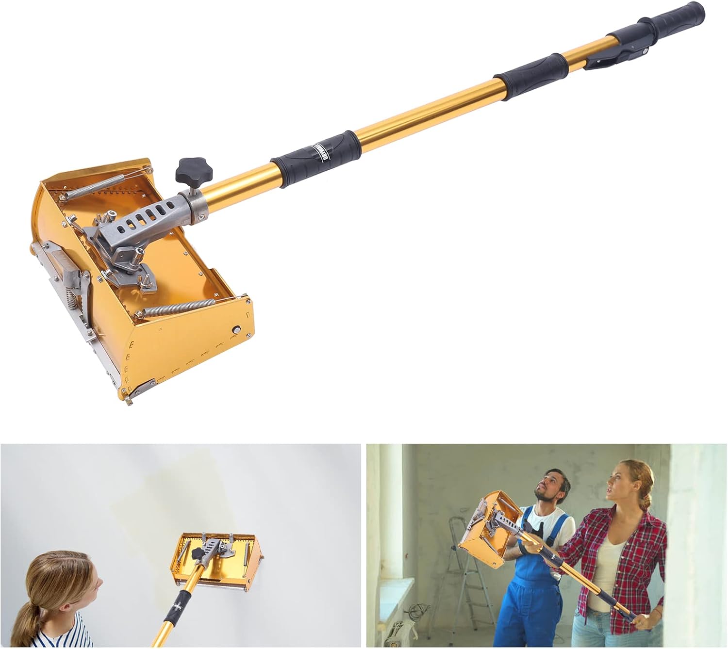 Professional Drywall Taping Tool 9.8' Flat Finish Box Set with 40''-64'' Extendable Handle Aluminum Drywall Flat Finishing Box Tool