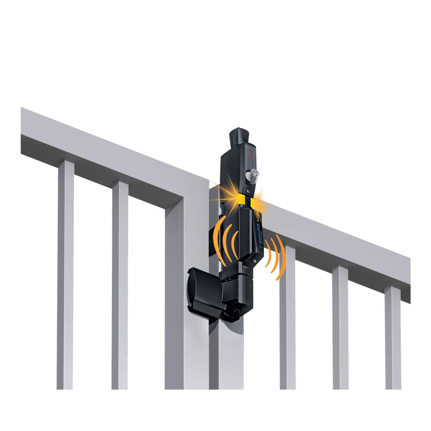D&D TECHNOLOGIES ML3AVPKAG2 MagnaLatch Alert Vertical Pull 12-inches Gate Latch, Child & Pet Safety Magnetic Gate Latch and Lock, Audible & Visual Alarm, Any Square Gate Frame and Post