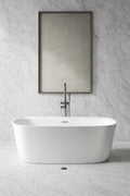 Carver Tubs - Graceful II 67' - Modern White Freestanding Soaking Bathtub With Chrome Center Drain - White Contemporary Oval Acrylic Fiberglass Tub - Deep Relaxing Soak - 67″L x 31'W x 23.5'H