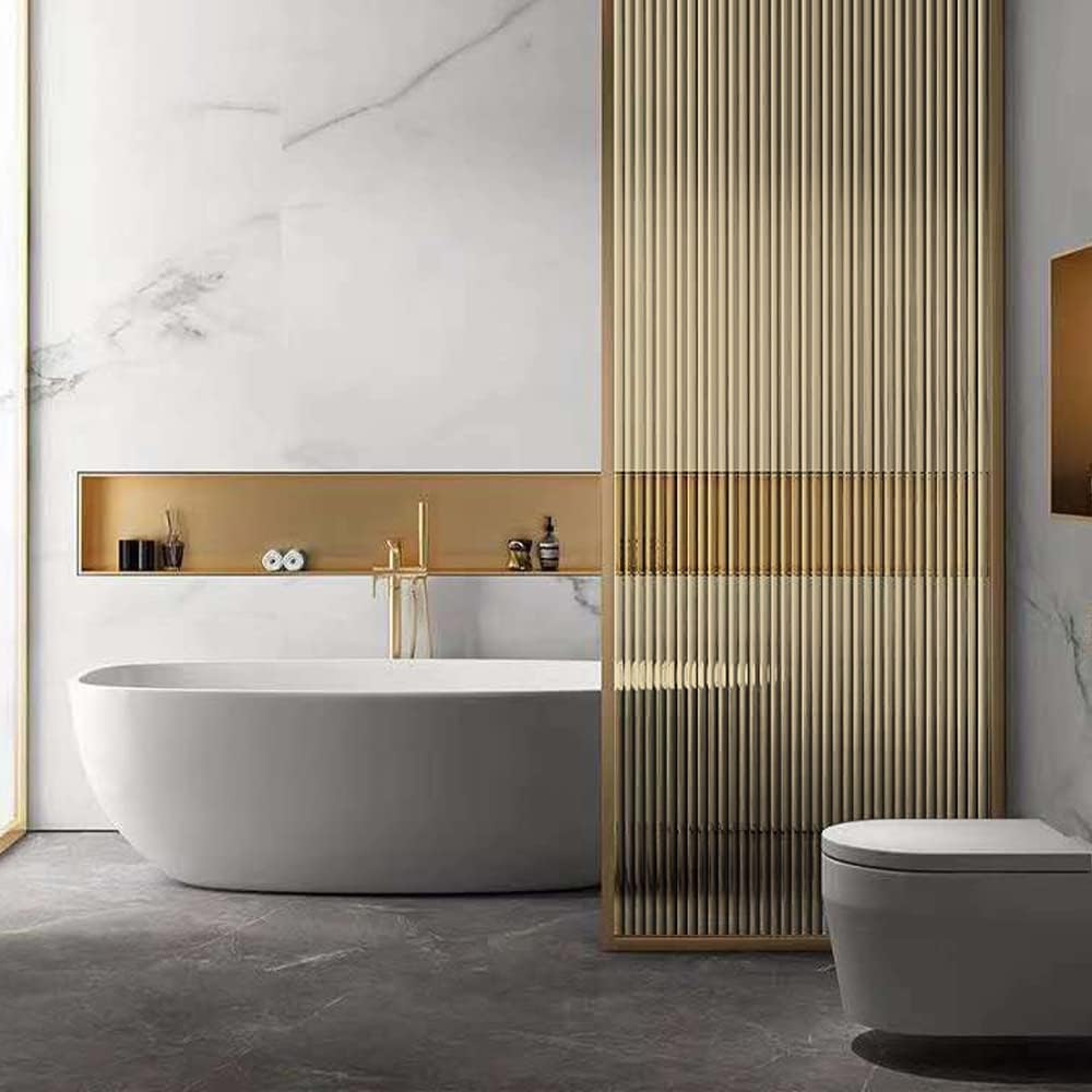 Sunice Amber Color Reeded Window Film Self-Adhesive Privacy Decals Film Brown Frosted Film for Home Bathroom Office (60'x787')