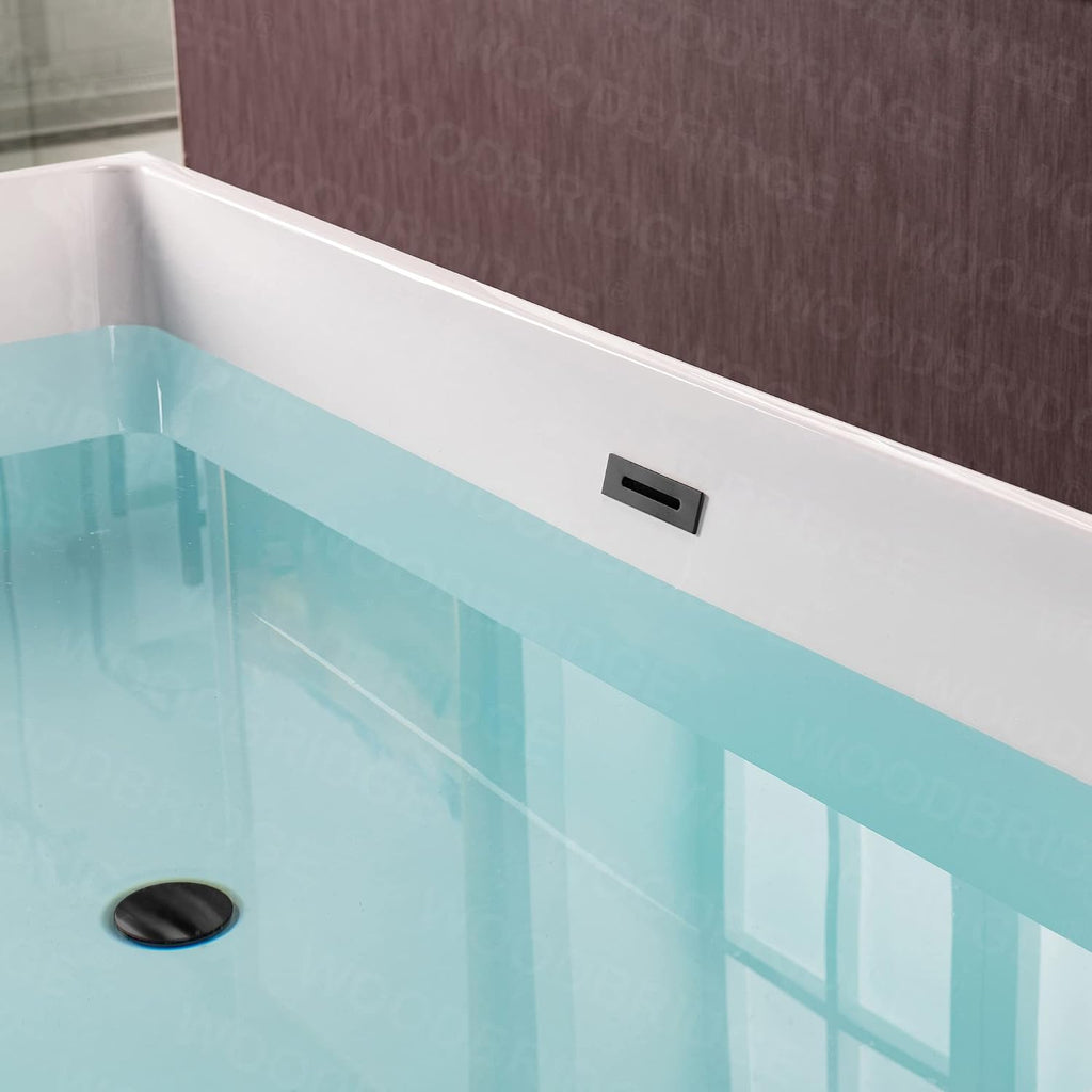 WOODBRIDGE 67' Acrylic Freestanding Bathtub Contemporary Soaking Black Tub with Matte Black Overflow and Drain，BTA1812-MB