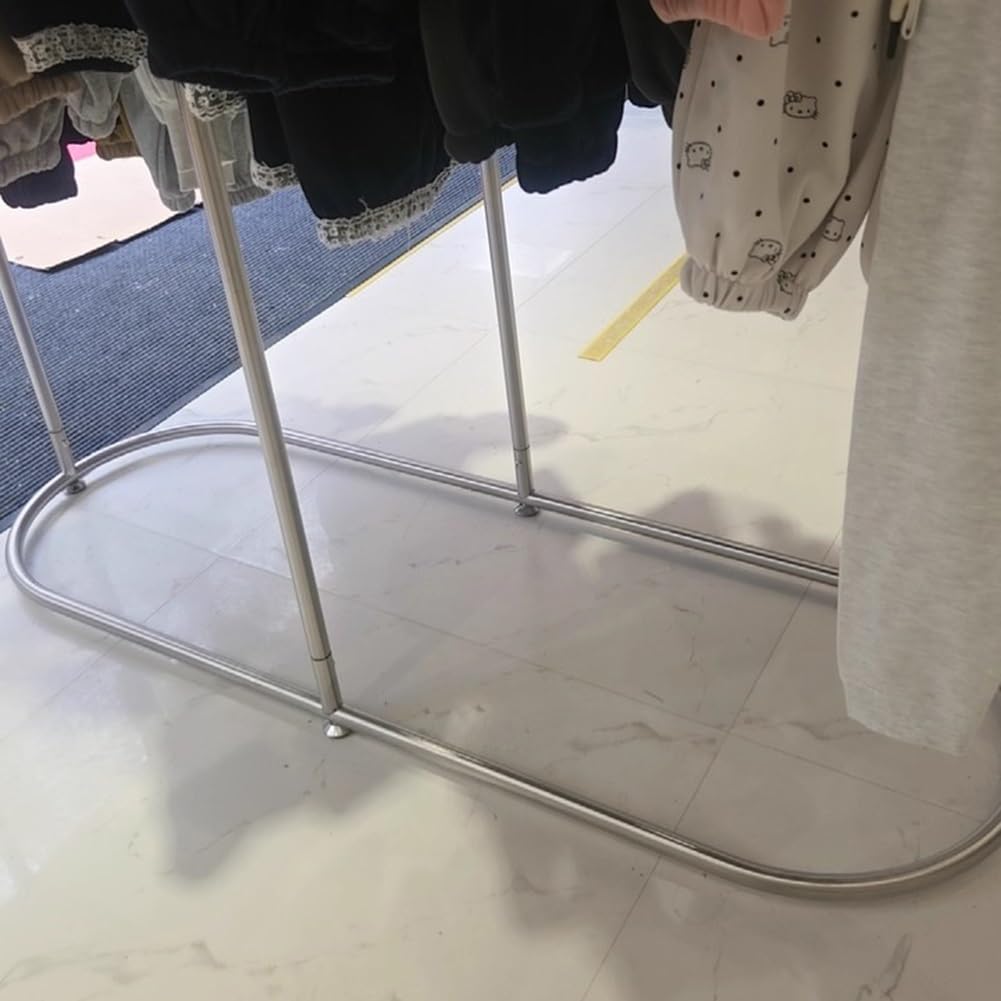 Clothes Rack, Clothing Rack for Hanging Clothes, Houseware Heavy Duty Clothing Garment Rack, Double-Pole Clothes Rack, for Hanging Clothes, Retail Display, Silver(100x45x130cm)