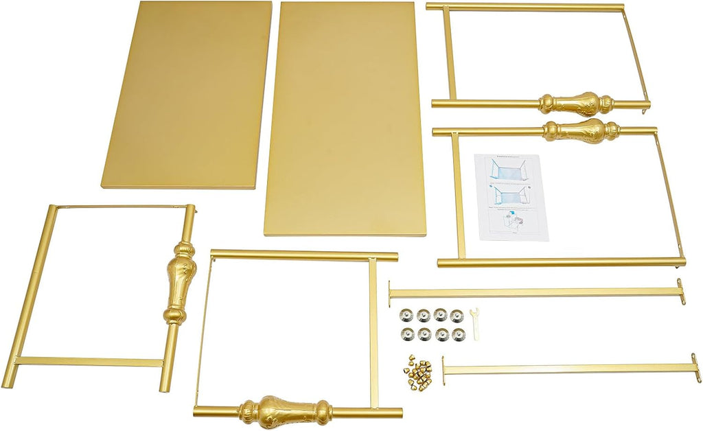 Industrial Retail Display Tables, Set of 2 Standing Clothing Shoes Display Rack, Heavy Duty Boutique Display Riser Storage Shelves, Garment Handbag Display Stand for Retail Clothing Store (Gold)