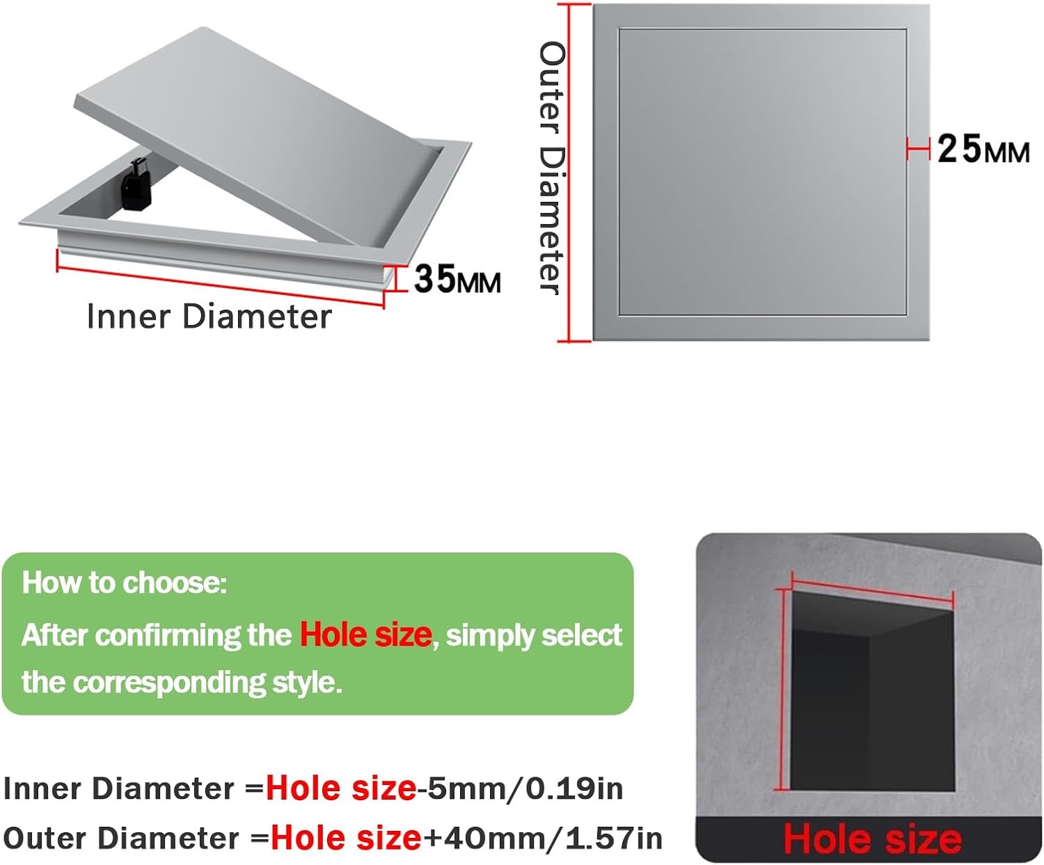 Large Metal Inspection Hatch, Magnetic Inspection Door Cover, Large Drywall Access Panel, for Concealing Pipes and Cables(White,60x60cm)