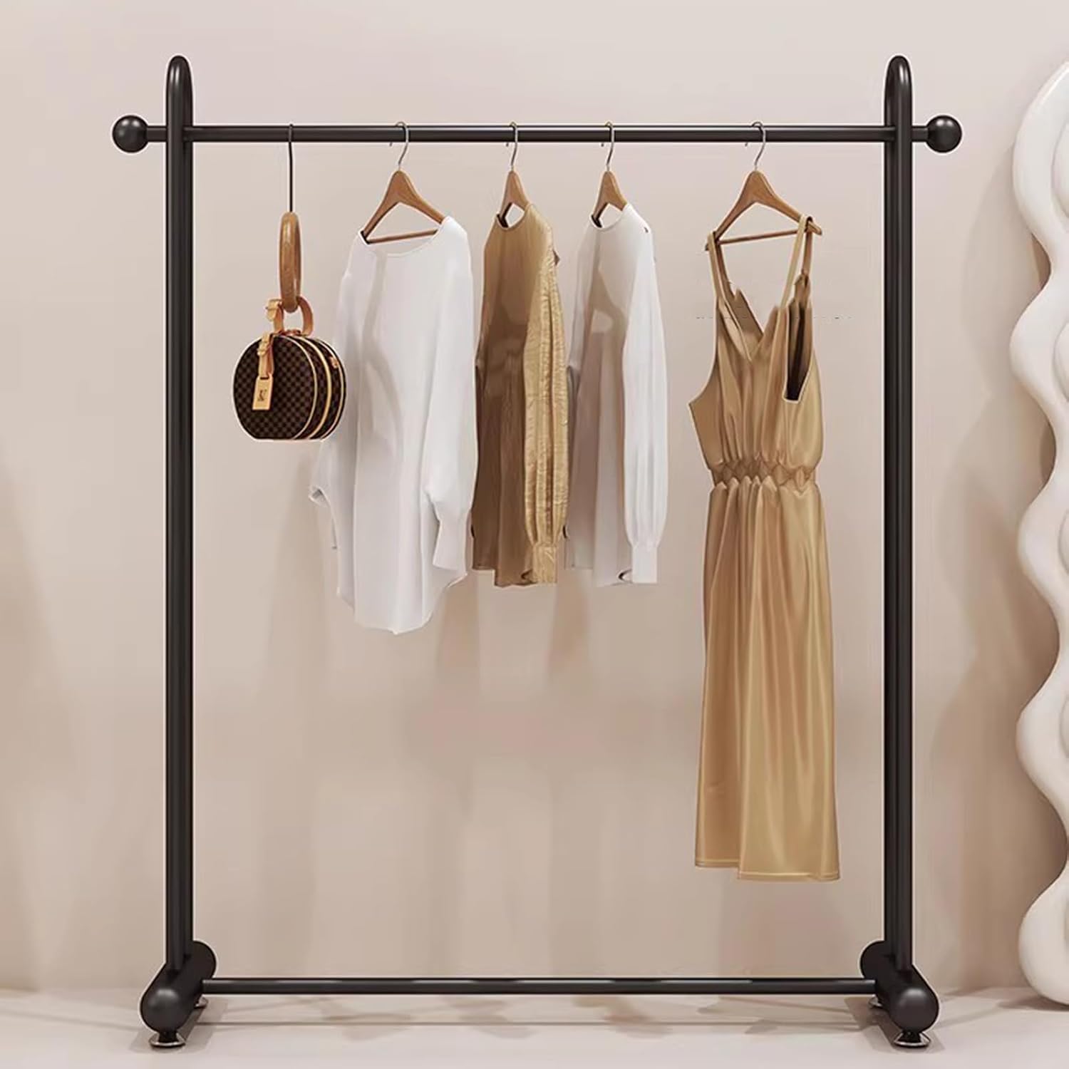 Garment Rack Heavy Duty Metal Clothing Rack, Hanging Clothes Organizer Rail For Display And Storage, Commercial Clothes Rail For Boutique Retail, Single Rod Coat Rack For Bedroom, (Size:150X40X150CM)