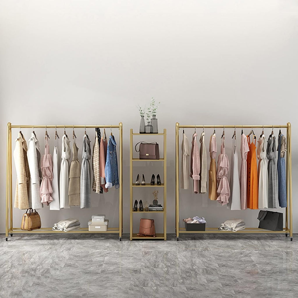 Garment Rack Display Clothes Racks Clothing with Wheels,Clothing Store Retail Racks Commercial Hanger for Hanging Clothes,Heavy Duty Organizer Storage Shelf (C-L100xH135CM/L39.4x53in