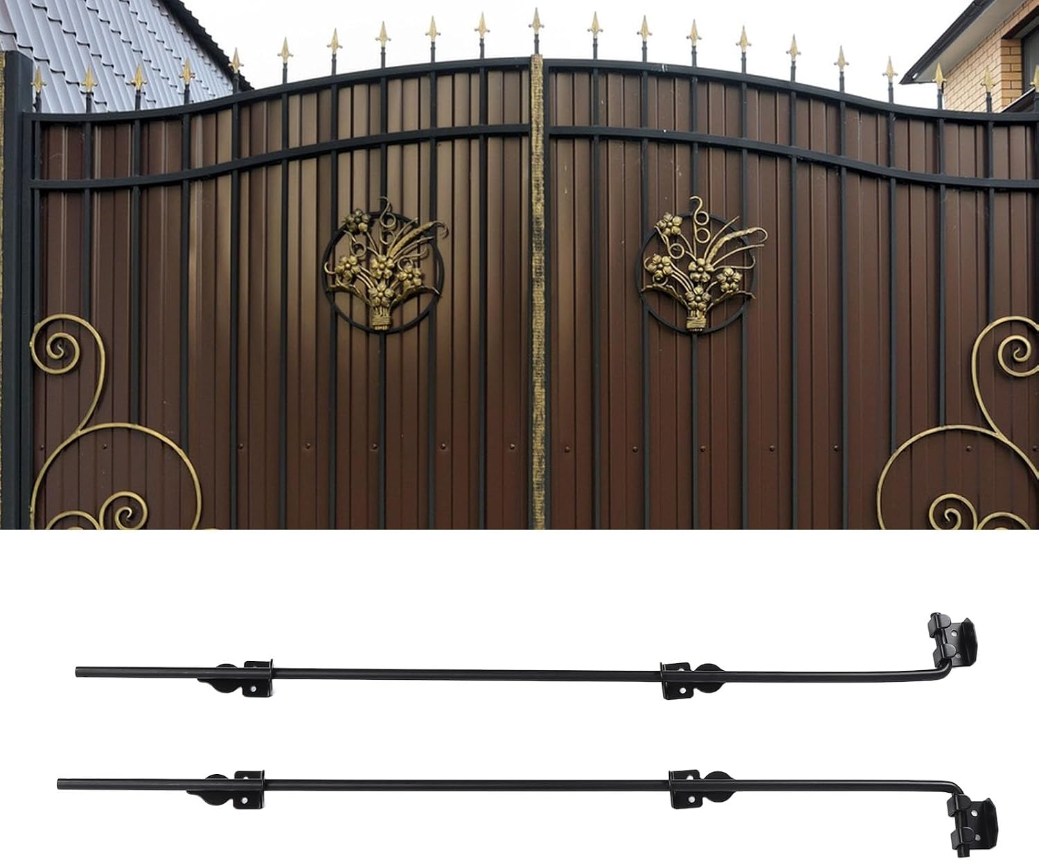 WALFRONT Heavy Duty Gate Drop Rod 36Inch Door Cane Bolt Wood Metal Fence Stopper Wrought Iron Gate Latches Black Finish for Doors Gates Fences Wood Metal Gates