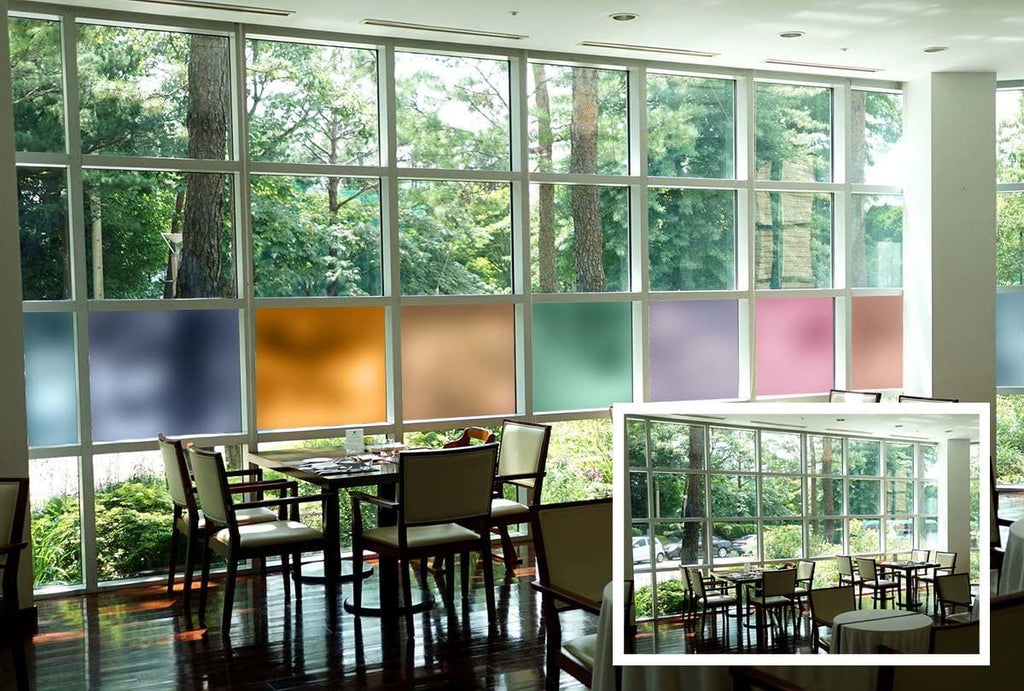 Window Film, Frosted Amber Static Cling, Color Privacy Film, Decorative Window Film, Frosted Colors (30' x 12ft)