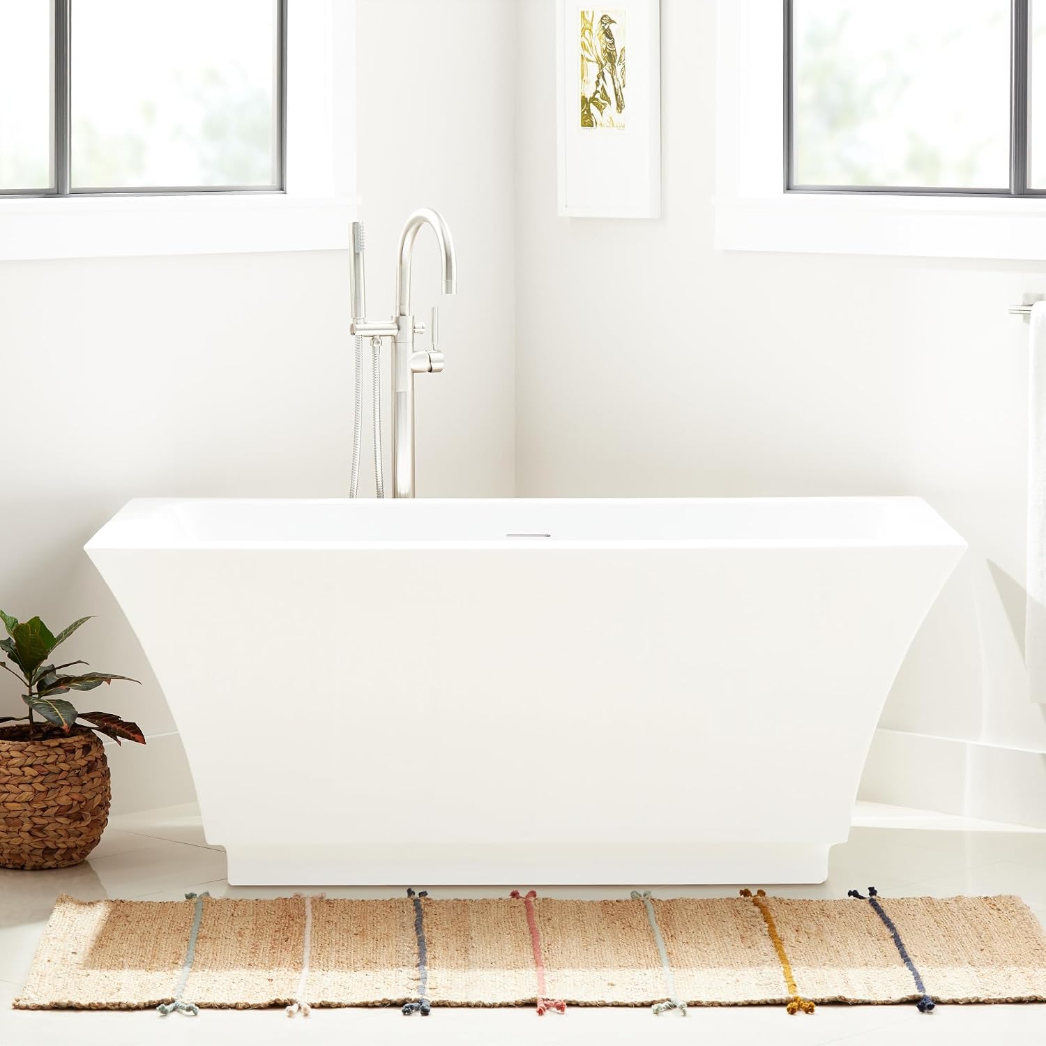 Signature Hardware 928272-67-I Leland 67' Free Standing Acrylic Soaking Tub with Center Drain - White