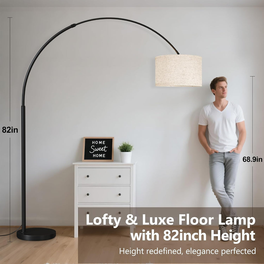 SUNMORY 82' Tall Arc Floor Lamps for Living Room, Large Floor lamp with Remote Control, Modern Curved Floor lamp, Corner Lamp for Dining Room, Office