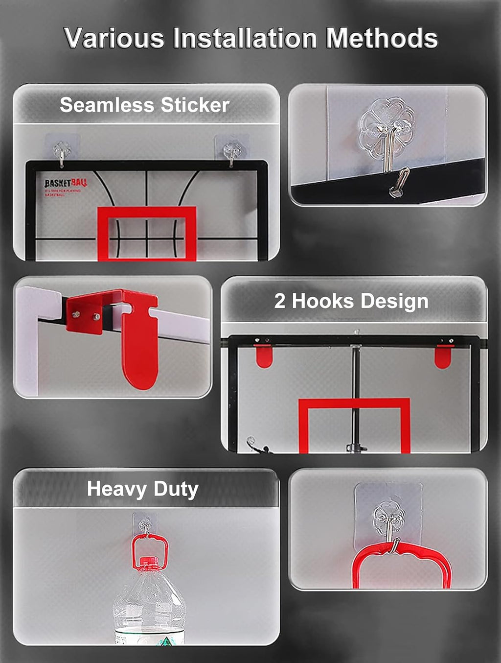 Basketball Hoop Portable Basketball Hoop Outdoor with Transparent Backboard, Mini Wall-Mounted Foldable Basketball Goal, Game Use