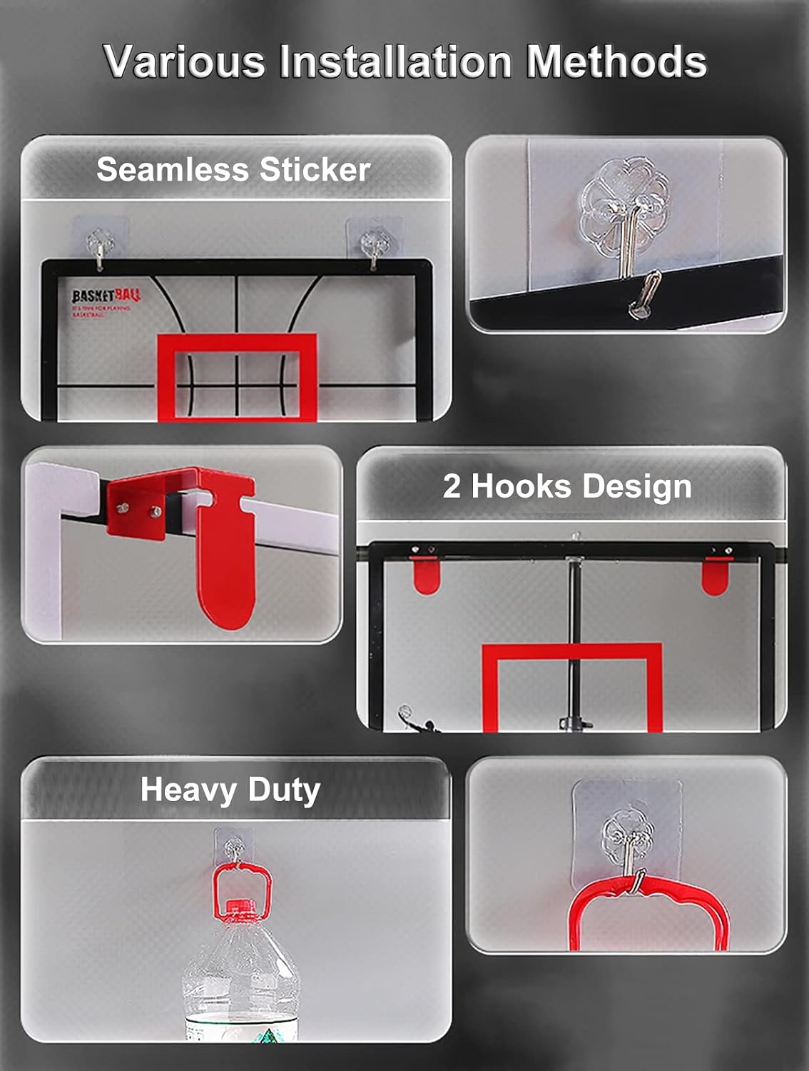 Basketball Hoop Portable Basketball Hoop Outdoor with Transparent Backboard, Mini Wall-Mounted Foldable Basketball Goal, Game Use