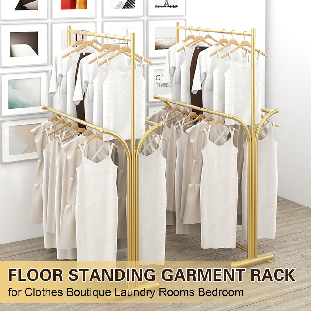 Multi-Functional Clothes Rack, Portable Retail Clothing Rack, Heavy Duty Bedroom Garment Rack, Boutique Clothes Display Racks for Commercial,Gold,80CM