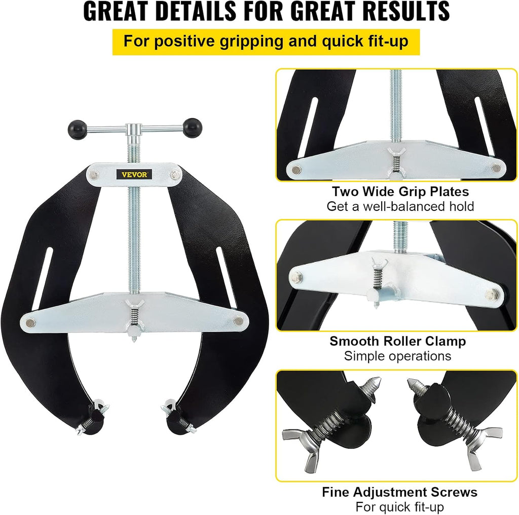 VEVOR Pipe Clamp, 5 to 12 in, High Strength Ultra Clamp with Quick Acting Screws, Steel Pipe Alignment Tool with Lightweight Design, Black