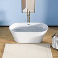 Lordear Freestanding Tub Soaking 59 Inch High Back Acrylic Stand Alone Bath Tub for Bathroom with Overflow and Drain #LTUB7109-59-C