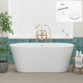 FerdY 59' Shangri-La Elite, Acrylic Freestanding Bathtub, Modern & Contemporary Design Soaking Tub with Polished White Pop-Up Drain and Minimalist Design Overflow, Glossy White, cUPC Certified