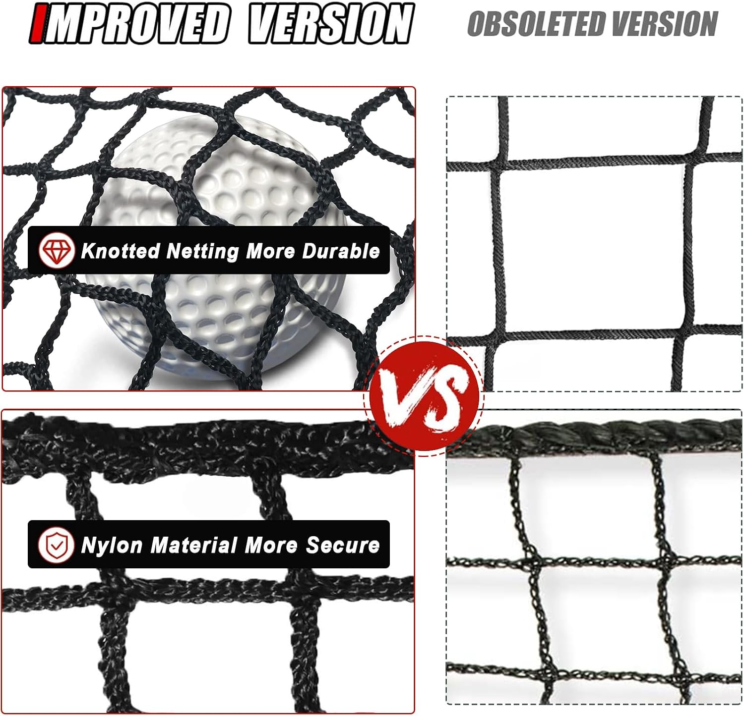 Golf Net,Golf Practice Net,Sports Netting,Sports Practice Barrier Net,Heavy Duty Ball Netting,DIY Ball Net for Golf, Baseball, Hockey, Soccer