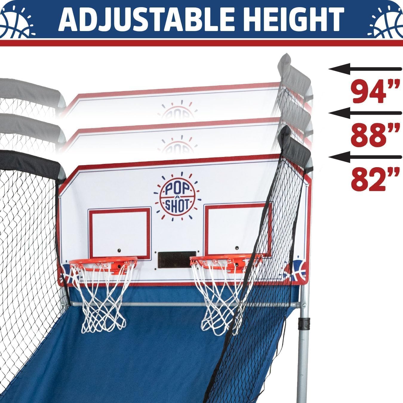 Pop-A-Shot - Home Dual Shot Arcade Basketball Game with NBA Graphics l Sensor Scoring l 16 Game Modes l 7 Balls l Foldable Storage l for All NBA Fans