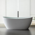 SJ STAR&JANE 65' Solid Surface Freestanding Bathtub Stone Resin Tub Oval Double Slippers Stand Alone Soaking Tub with Pop-up Drain and Overflow, Matte White