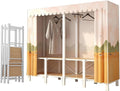 Foldable Portable Closet with Cover, Heavy Duty Armoire Wardrobe, 67.3 in Covered Clothes Rack, Storage Garment Racks for Hanging Clothes(C,130cm/51.2in)