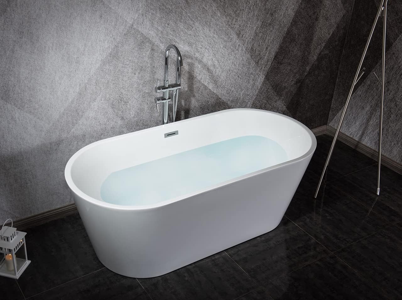 Melina 59 in. Freestanding Acrylic Flatbottom Soaking Bathtub in White