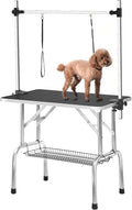 New Large Pet Grooming Table for Dog Cat with Adjustable Arm and Clamps Heavy Duty Portable Dog Grooming Table w/Arm & Noose & Mesh Tray (36INCH, Black)