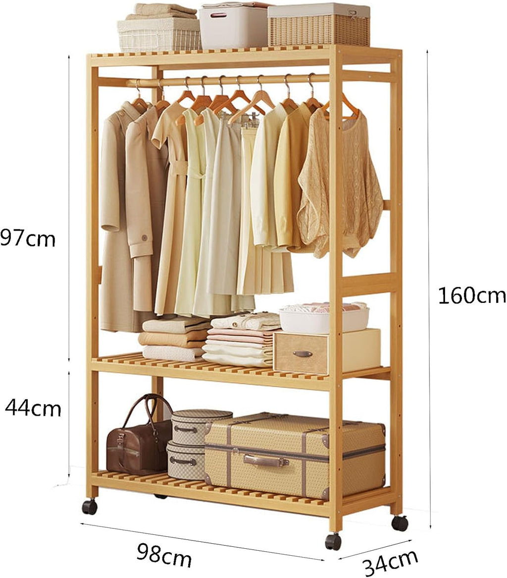 Clothing Rack, coat rack with Wheels Rolling Clothes Rack with Storage Coat Rack Stand Modern Garment Rack for Bedroom Boutiques Heavy Duty Coat Hanger Rack, Glod