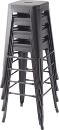 Amazon Basics Sturdy Metal Bar Stools, 30-Inch, Black, Set of 4
