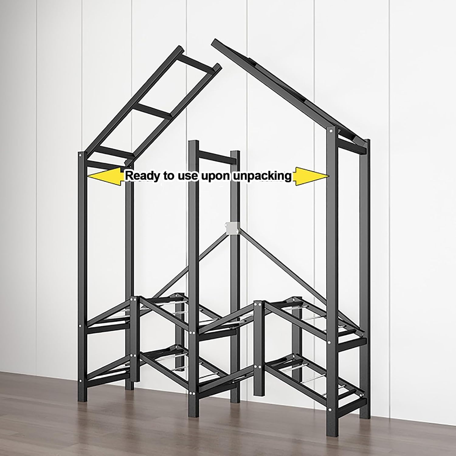Portable Wardrobe Closet With Cover, Foldable Clothe Rack For Hanging Clothes, Metal Garment Rack, One-Piece Folding Base, Steel Tube For Bedroom(Blue,170cm/66.9inch)