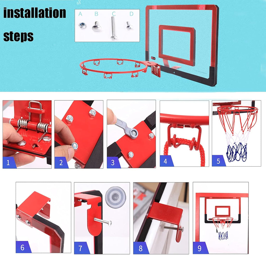 Basketball Rim Wall-Mounted Basketball Hoop,Children's Mini Suspended Steel Backboard,for Indoor and Outdoor Gymnasiums (Color : Style2, Size : 58.5x40cm)