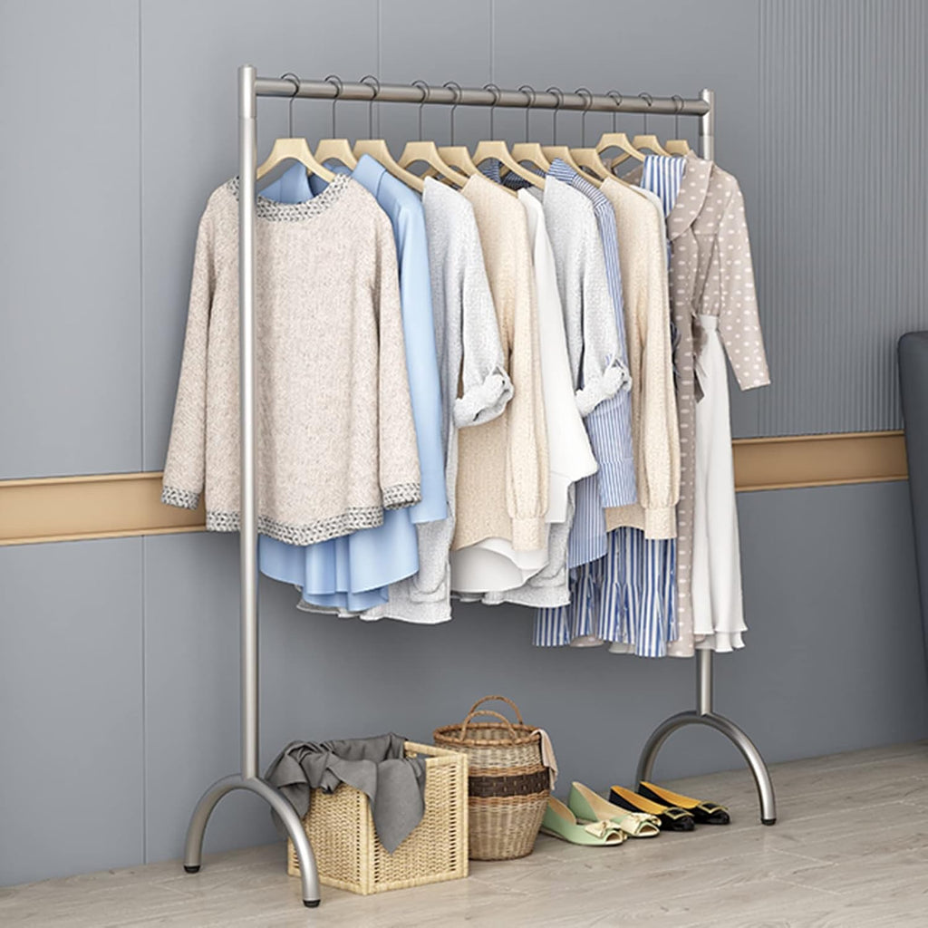 Clothing rack Modern Silver Clothing Rack Heavy Duty Stainless Steel Garment Rack Retail Clothing Displa Rack Sturdy And Durable Clothes Rail,One Color 80x40x150cm