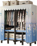 Heavy Duty Portable Wardrobe Closet for Hanging Clothing with Cover, Clothes Rack with Gauze Curtain, Covered Clothing Coat Storage Organizer(G,151cm/59.4inch)