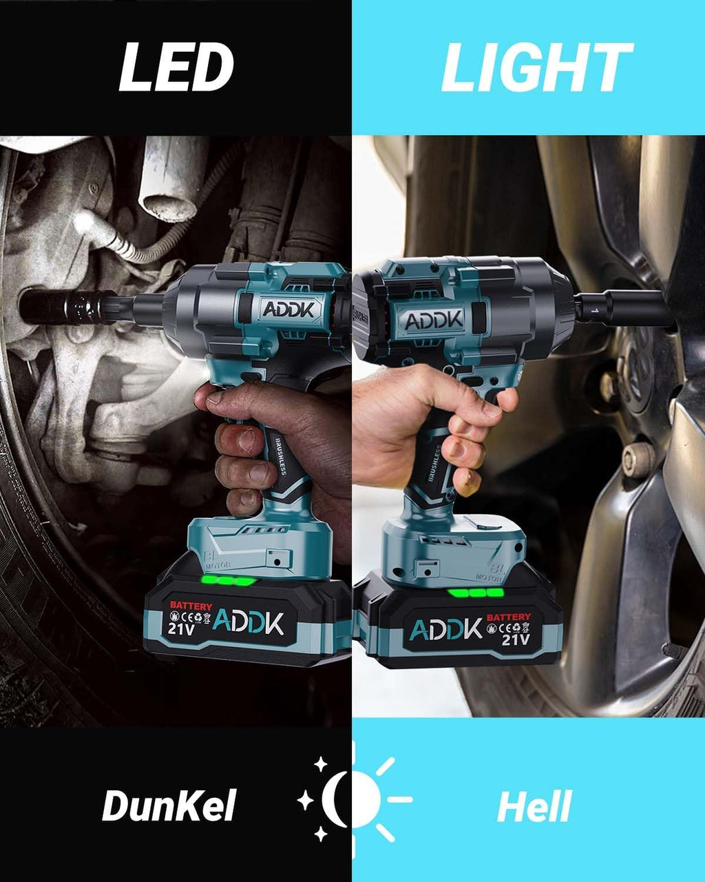 21V Cordless Impact Wrench Kit, 1200Ft-lbs (1600N.m) 1/2' Brushless Impact Gun with 6 Mode Speed, Electric 2600RPM High Torque Power Impact Driver for Car Truck Mower (1600Nm)