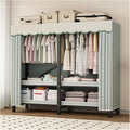 Foldable Clothe Rack With Cover, Garment Coat Storage Rack, Metal Clothing Organizer, Foldable Clothes Rack For Hanging Clothes, One-Piece Folding Base For Bedroom(Green,190cm/74.8inch)