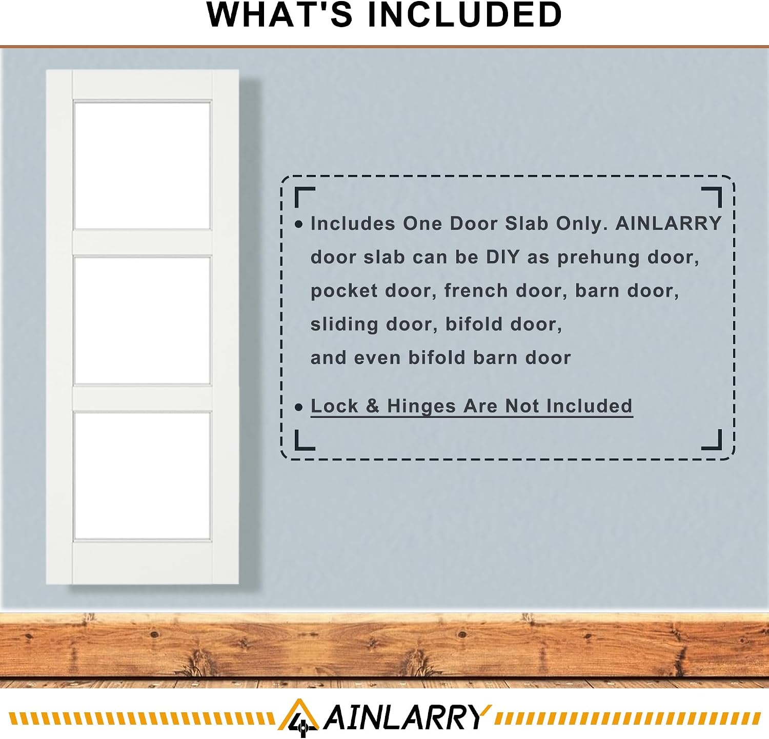 30'' x 80'' French Interior Door for French/Pocket Doors, Solid Core Interior Door for Bedroom/Closet/Pantry, w/o Hardware Kit, Prehung Jamb or Borehole, White
